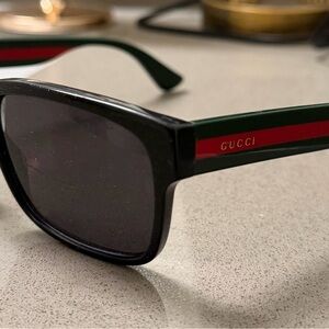Gucci Black Frame with Green and Red Accents Sunglasses